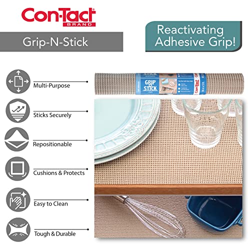 Con-Tact Brand Grip-N-Stick Durable Self-Adhesive Non-Slip Shelf and Drawer Liner, 18" x 4', Taupe