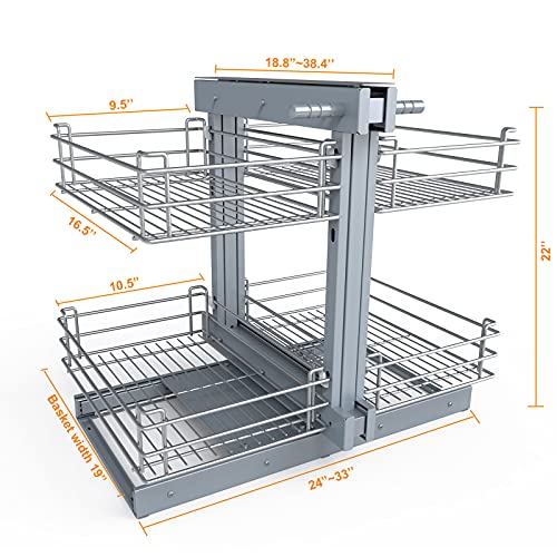 BBLHOME Pull Out Wire Basket for Kitchen Cabinet Organizer, 4 Sliding Shelves