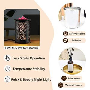 YUWENUS Electric Wax Melt Warmer Metal Wax Warmer for Scented Wax Fragrance Candle Oil Burner with 2 Light Bulbs for Gift Home Office Bedroom (Black)