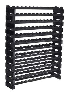 displaygifts pine wooden wine holder stackable modular display shelves wine rack storage stand thick wood black 12 x 12 rows 144 slots