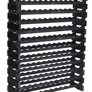 DisplayGifts Pine Wooden Wine Holder Stackable Modular Display Shelves Wine Rack Storage Stand Thick Wood Black 12 X 12 Rows 144 Slots