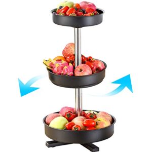 pearlead metal 3 tier lazy susan turntable rotating kitchen spice organizer rack spinning food storage container tray for cabinets pantry bathroom fridge black 1.7″ edge