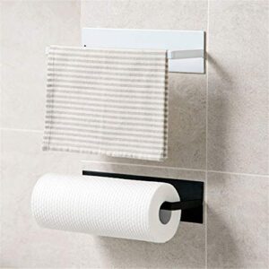 Votono Towel Rack Self Adhesive Toilet Paper Roll Holder Wall Hanging Rack Wall Mounted Kitchen Washroom (2 Pack Black)