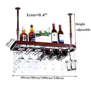 LIYANJJ Ceiling Wine Racks Upside Down Hanging Decoration Crystal Pendant Wine Glass Holder Multifunction Hooks Rack Bar Butler Wine Dispenser Wood Acrylic Sand