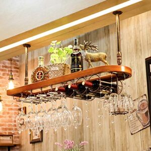 LIYANJJ Ceiling Wine Racks Upside Down Hanging Decoration Crystal Pendant Wine Glass Holder Multifunction Hooks Rack Bar Butler Wine Dispenser Wood Acrylic Sand