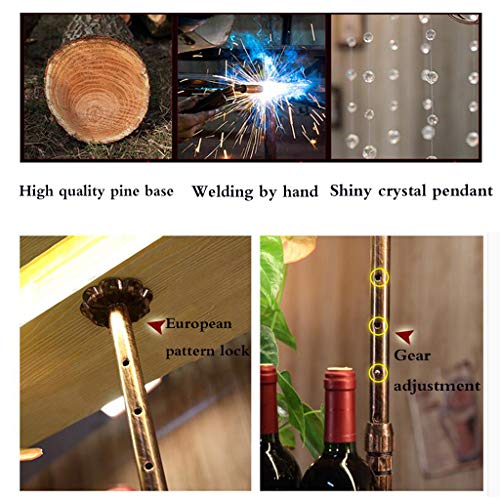 LIYANJJ Ceiling Wine Racks Upside Down Hanging Decoration Crystal Pendant Wine Glass Holder Multifunction Hooks Rack Bar Butler Wine Dispenser Wood Acrylic Sand