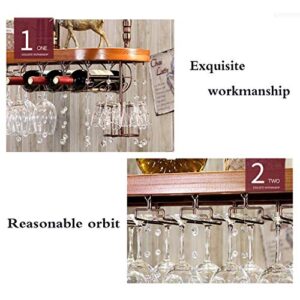 LIYANJJ Ceiling Wine Racks Upside Down Hanging Decoration Crystal Pendant Wine Glass Holder Multifunction Hooks Rack Bar Butler Wine Dispenser Wood Acrylic Sand