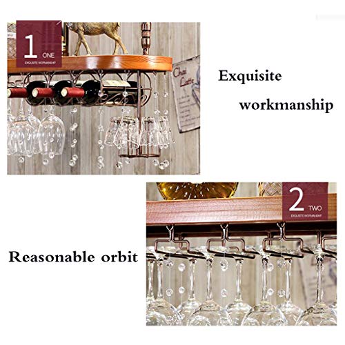 LIYANJJ Ceiling Wine Racks Upside Down Hanging Decoration Crystal Pendant Wine Glass Holder Multifunction Hooks Rack Bar Butler Wine Dispenser Wood Acrylic Sand