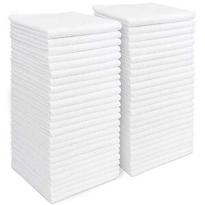 aidea microfiber cleaning cloths white-50pk, strong water absorption, lint-free, scratch-free, streak-free, dish towels white (11.5in.x 11.5in.)