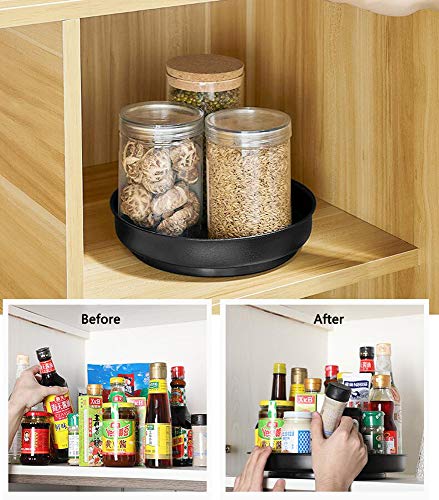 Lazy Susan Turntable Spice Organizer 9", Rotating Spinning Lazy Susans Storage Container For Kitchen Pantry, Counters, Countertop, Shelf, Table, Vanity black