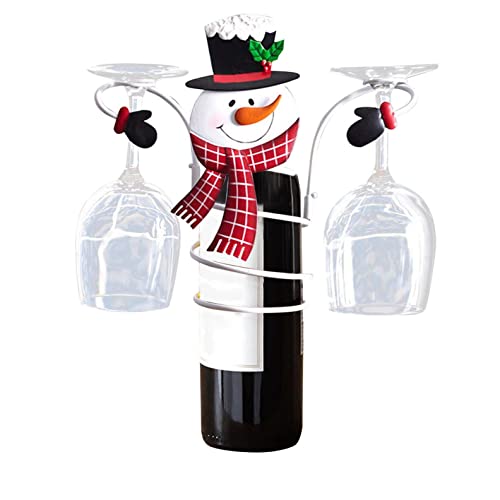 FYAWSL 3PC Christmas Holiday Wine Bottle & Glass Holders Countertop, Hold 1 Wine Bottle and 2 Glasses, Perfect for Home Decor & Kitchen Storage Rack, Bar, Wine Cellar, Cabinet, Pantry