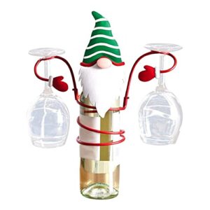 FYAWSL 3PC Christmas Holiday Wine Bottle & Glass Holders Countertop, Hold 1 Wine Bottle and 2 Glasses, Perfect for Home Decor & Kitchen Storage Rack, Bar, Wine Cellar, Cabinet, Pantry