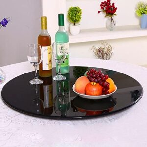 zybo black tempered glass dining table turntable lazy susan rotating plate round serving tray 40-100cm table top serving plate for easy to share all food, 40cm/16inch