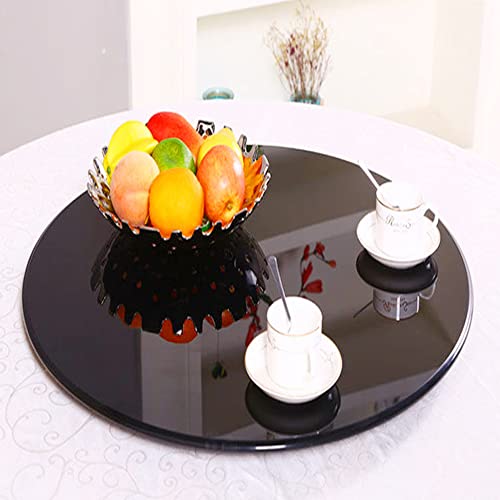 ZYBO Black Tempered Glass Dining Table Turntable Lazy Susan Rotating Plate Round Serving Tray 40-100cm Table Top Serving Plate for Easy to Share All Food, 40cm/16inch