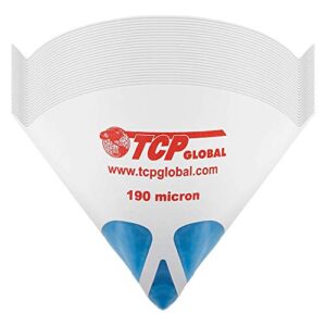 TCP Global 50 Pack of Paint Strainers with Fine 190 Micron Filter Tips - Premium "Pure Blue" Ultra-Flow Blue Nylon Mesh - Cone Paint Filter Screen