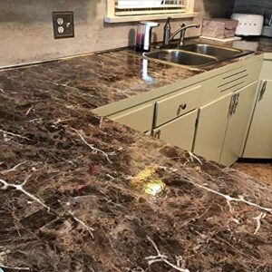 UPREDO Brown Marble Contact Paper Granite Look Marble Effect Countertops Gloss Vinyl Kitchen Bathroom Table Desk Sticker Film 12inch by 79inch (Brown)