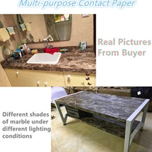 UPREDO Brown Marble Contact Paper Granite Look Marble Effect Countertops Gloss Vinyl Kitchen Bathroom Table Desk Sticker Film 12inch by 79inch (Brown)