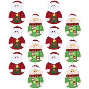 christmas silverware holders santa elf tableware flatware storage bag covers red green cutlery knives spoon forks pocket pouch 12pcs for xmas holiday dining decoration