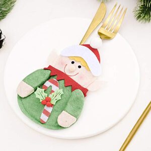 Christmas Silverware Holders Santa Elf Tableware Flatware Storage Bag Covers Red Green Cutlery Knives Spoon Forks Pocket Pouch 12pcs for Xmas Holiday Dining Decoration