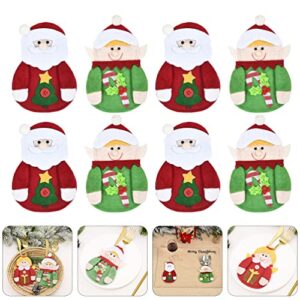 Christmas Silverware Holders Santa Elf Tableware Flatware Storage Bag Covers Red Green Cutlery Knives Spoon Forks Pocket Pouch 12pcs for Xmas Holiday Dining Decoration