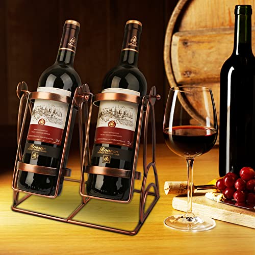 LEYON Swing Wine Bottle Holder Tabletop Wine Rack Countertop Wine Bottle Storage Organize Holder for Kitchen Home Decor (2 Bottles)