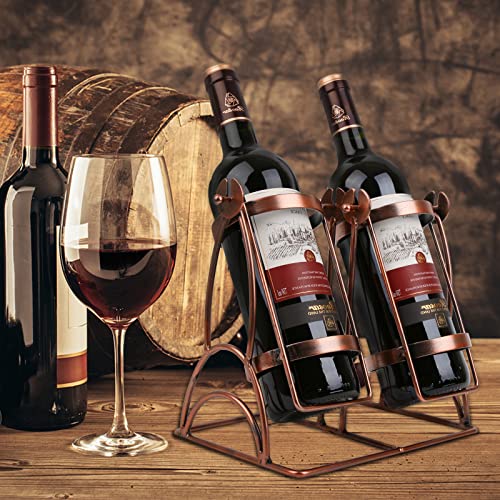 LEYON Swing Wine Bottle Holder Tabletop Wine Rack Countertop Wine Bottle Storage Organize Holder for Kitchen Home Decor (2 Bottles)