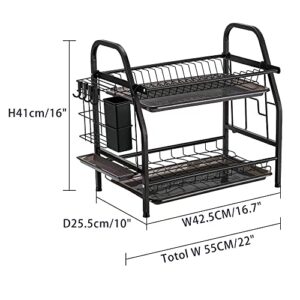 Siapapla 2 Tier Dish Rack Dish Drying Rack Dish Drainer Utensil Holder Kitchen Storage Rack Water Tray Kitchen Storage Rack Sink Organizer