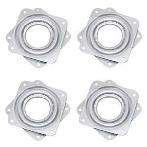 gshllo 4 pcs 3 inch galvanized steel lazy susan hardware turntable bearings rotating square trays swivel bearing plates for serving
