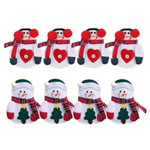 kuyyfds tableware holders set snowman silverware bags forks covers christmas party table decoration 8 pcs spork