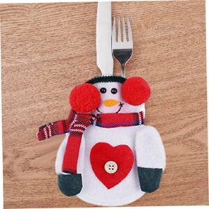 KUYYFDS Tableware Holders Set Snowman Silverware Bags Forks Covers Christmas Party Table Decoration 8 Pcs Spork
