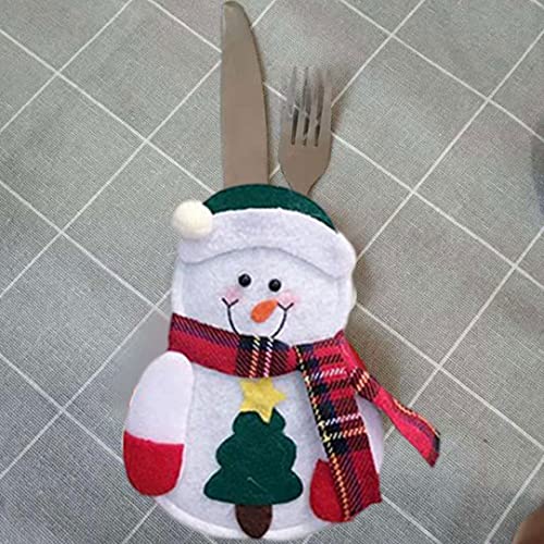 KUYYFDS Tableware Holders Set Snowman Silverware Bags Forks Covers Christmas Party Table Decoration 8 Pcs Spork
