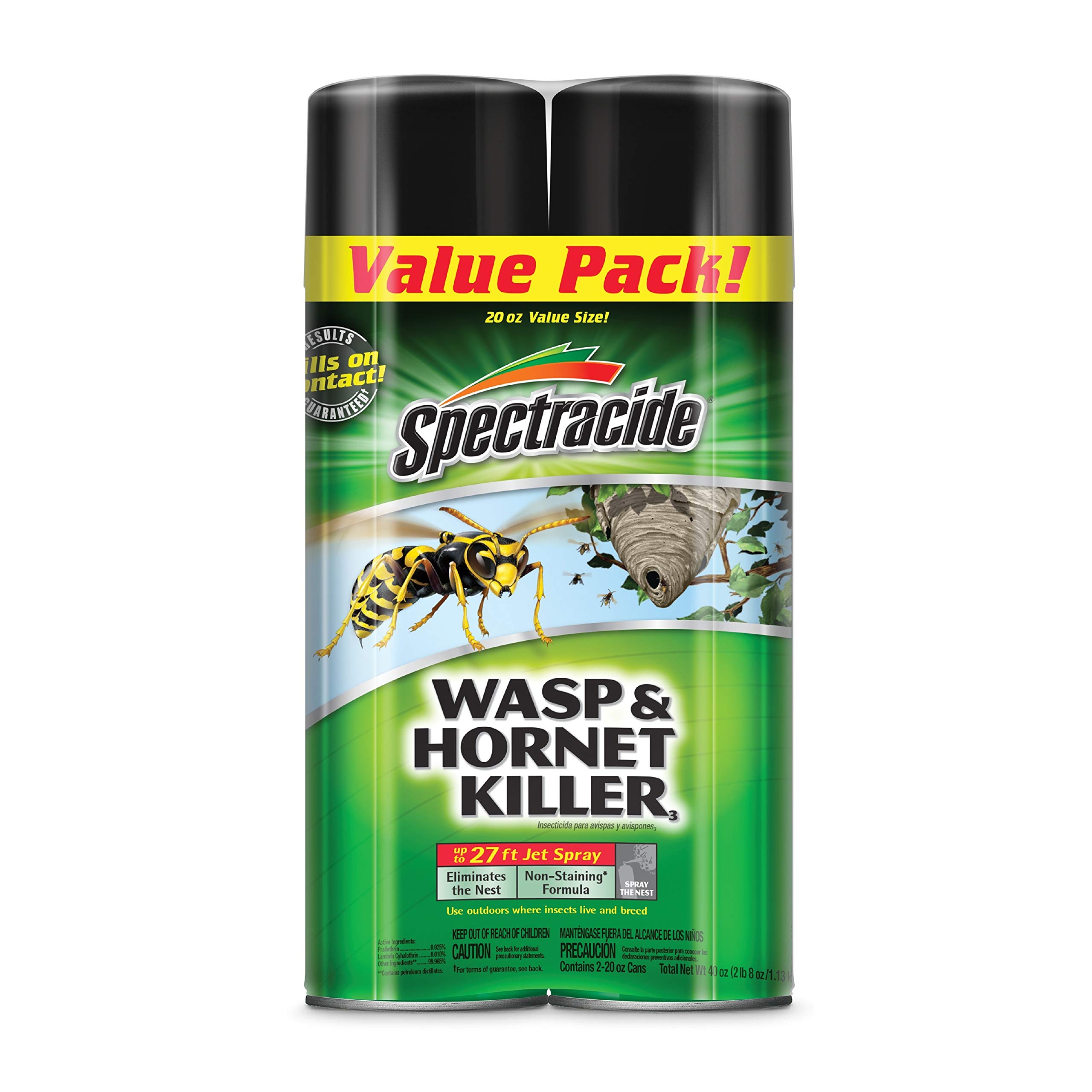 Spectracide Wasp & Hornet Killer, Kills Wasps & Hornets, 2 Count, 20 Ounce (Aerosol Spray)