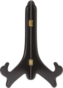 bard’s hinged black mdf wood plate stand, 11″ h x 8.5″ w x 6″ d (for 10″ – 14″ plates)