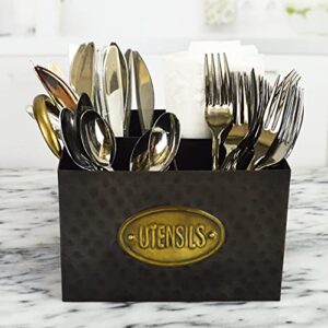 Boston Warehouse Utensils Flatware Storage Caddy, Antique Bronze