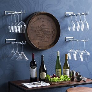 Wallniture Chiraz Wine Glass Rack Wall Mounted Kitchen Organization and Storage Set of 2, 15 Inch Chrome Stemware Holder