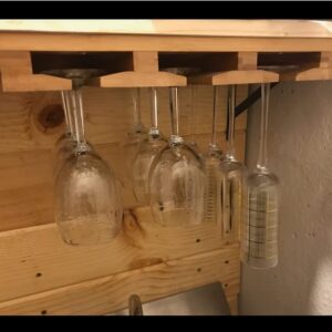 Mateda Bamboo Wine Glass Holder, Under Cabinet Hanging Stemware Display Rack