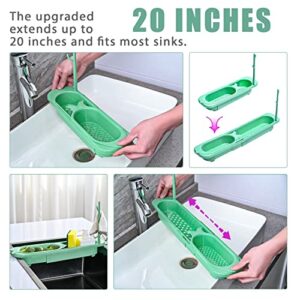 Lux&Chic Upgraded Telescopic Sink Storage Rack, Adjustable Sink Storage Rack, Sponge Caddy Telescopic Sink Rack, Telescopic Sink Shelf Kitchen, Sink Storage Rack Dish Hanger for Home Kitchen