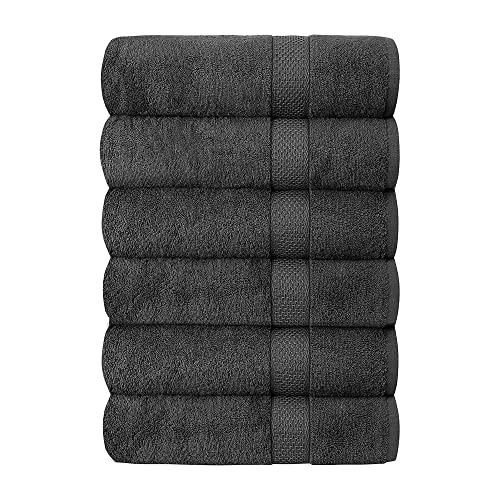 QUBA LINEN Luxury Hotel & Spa 100% Cotton Bath Towels Set of 6 - 24x48 inch Ultra Soft Large Bath Towel Set Highly Absorbent Daily Usage Ideal for Pool and Gym Pack of 6 - Lightweight