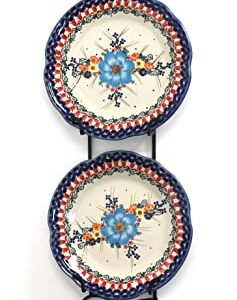 Blue Rose Polish Pottery 2 Tier Augusta Narrow Vertical Plate Rack