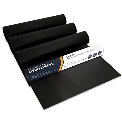 Oven Liners for Bottom of Oven - 3 Pack Large Heavy Duty Mats, 16.25”x23” Non-Stick Reusable Liner for Electric, Gas, Toaster Ovens, Grills - BPA & PFOA Free Kitchen Accessory to Keep Your Oven Clean