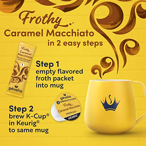 Gevalia Caramel Macchiato Espresso K-Cup Coffee Pods and Froth Packets (6 Pods and Froth Packets)