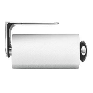 simplehuman KT1086 Quick Load Wall Mounted Kitchen Roll Holder, Suitable for Under Cupboard Cabinet, Easy One Sheet Tear, Easy to Install(Fits Kitchen Rolls Measuring 22-23cm) Brushed Stainless Steel