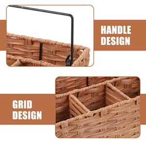 Cabilock Imitation Rattan Cutlery Holder Flatware Basket for Kitchen Dining Table