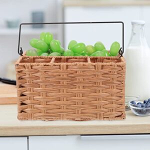 Cabilock Imitation Rattan Cutlery Holder Flatware Basket for Kitchen Dining Table