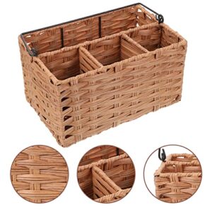 Cabilock Imitation Rattan Cutlery Holder Flatware Basket for Kitchen Dining Table