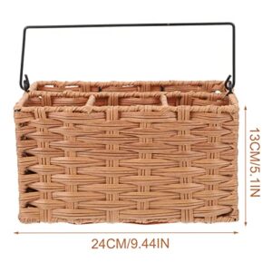 Cabilock Imitation Rattan Cutlery Holder Flatware Basket for Kitchen Dining Table