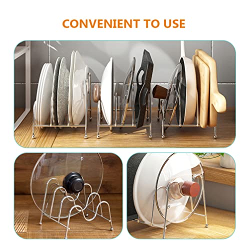 Cabilock Pot Lid Holder Stainless Steel Cutting Board Organizer Rack Pan Lid Organizer Pan Wok Storage Rack Cabinet Pantry Countertop Stand Holder for Plates Lid