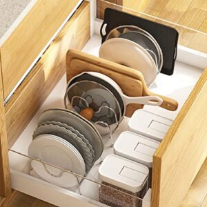 Cabilock Pot Lid Holder Stainless Steel Cutting Board Organizer Rack Pan Lid Organizer Pan Wok Storage Rack Cabinet Pantry Countertop Stand Holder for Plates Lid