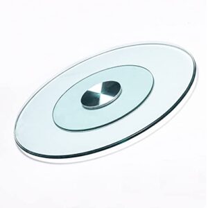 cimoo tempered glass lazy susan turntable, dining table transparent round turntable, large tabletop rotating serving tray-80cm