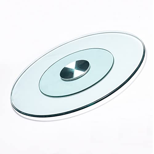 CIMOO Tempered Glass Lazy Susan Turntable, Dining Table Transparent Round Turntable, Large Tabletop Rotating Serving Tray-80cm